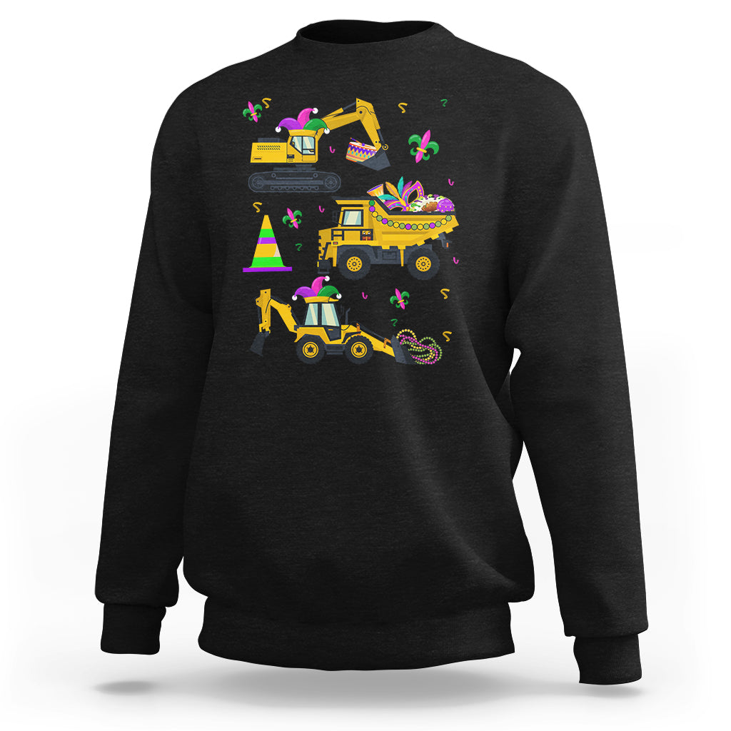 Mardi Gras Sweatshirt Jester Construction Vehicle Truck Fat Tuesday New Orleans - Wonder Print Shop