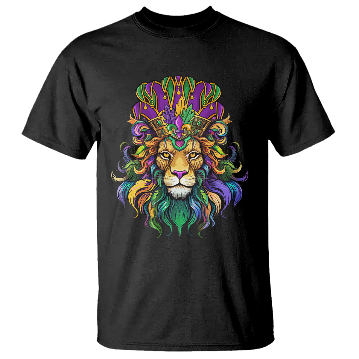 Mardi Gras T Shirt Pride Lion With Jester Hat Fat Tuesday Festival - Wonder Print Shop