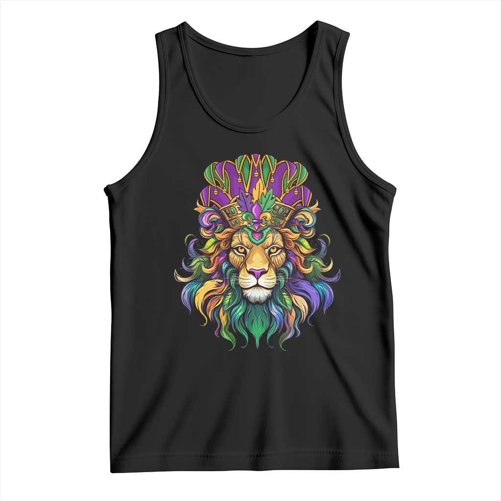 Mardi Gras Tank Top Pride Lion With Jester Hat Fat Tuesday Festival