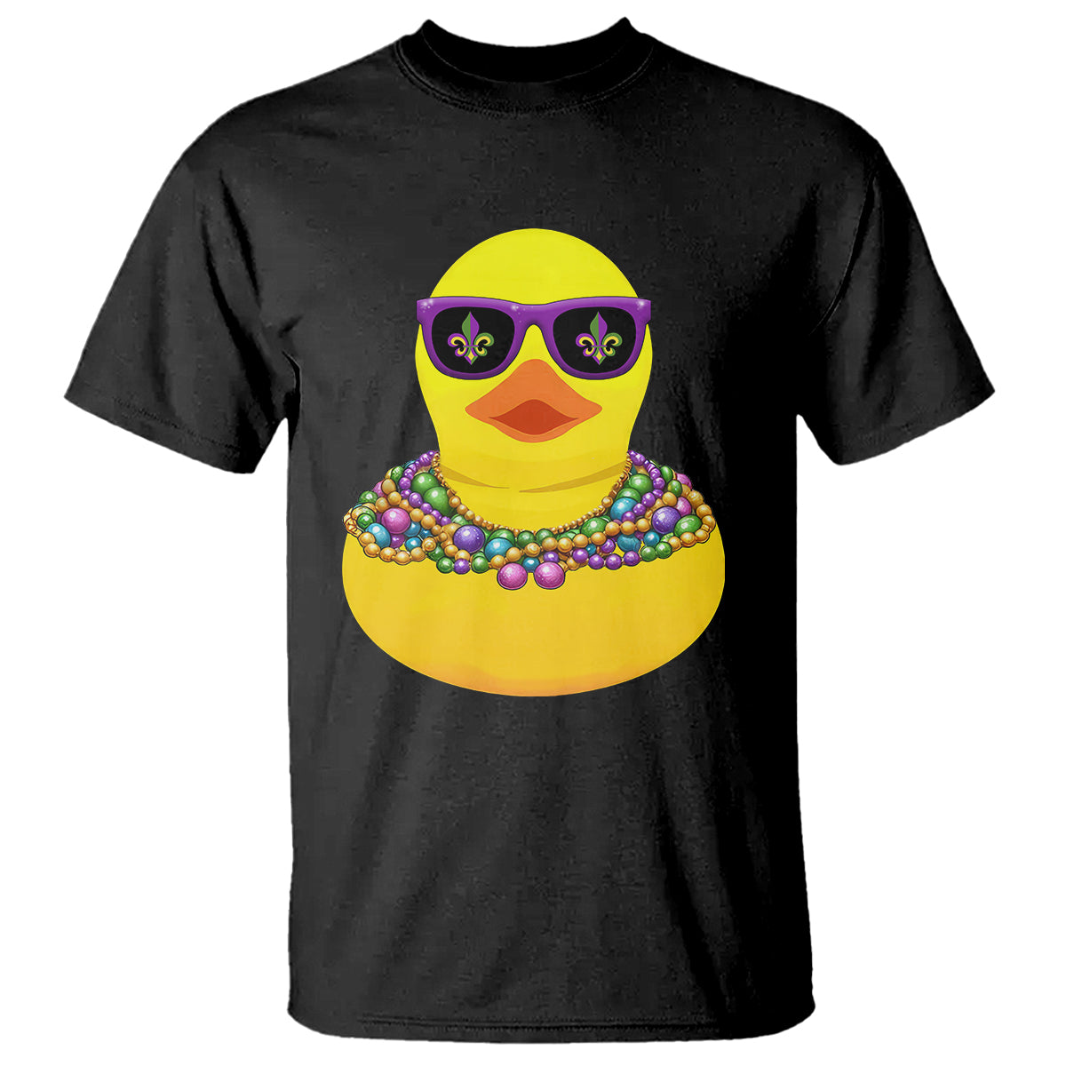 Mardi Gras Beads Cool Rubber Duck Fat Tuesday Festival T Shirt - Wonder Print Shop