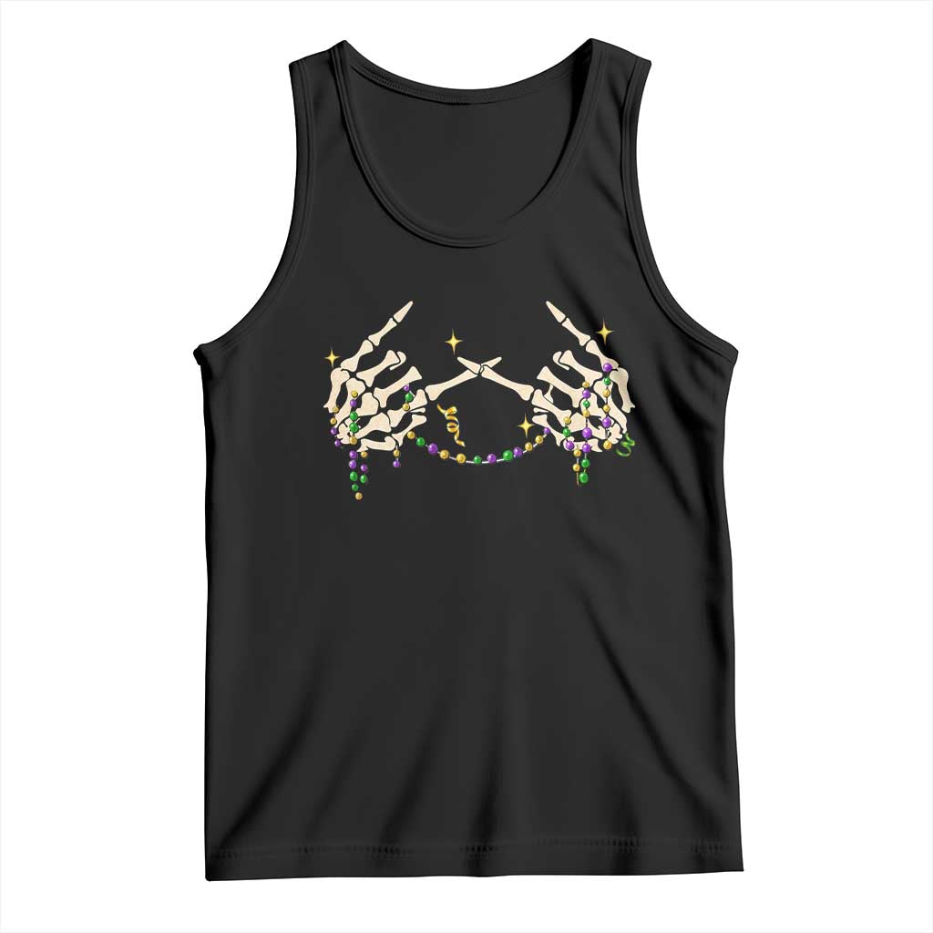 Mardi Gras Tank Top Skeleton Rock Hand Beads Fat Tuesday Festival