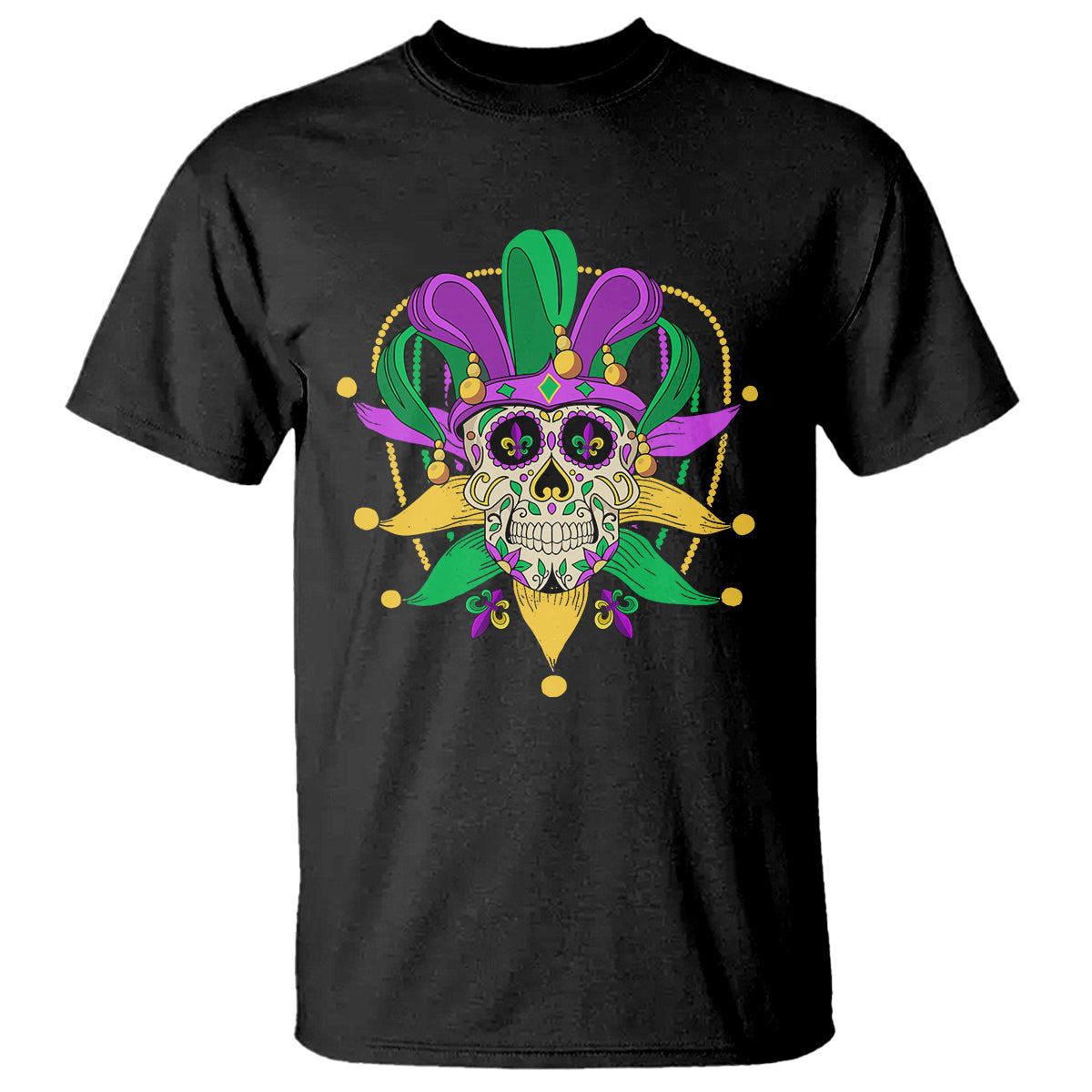 Mardi Gras Funny Sugar Skull Fat Tuesday New Orleans T Shirt - Wonder Print Shop