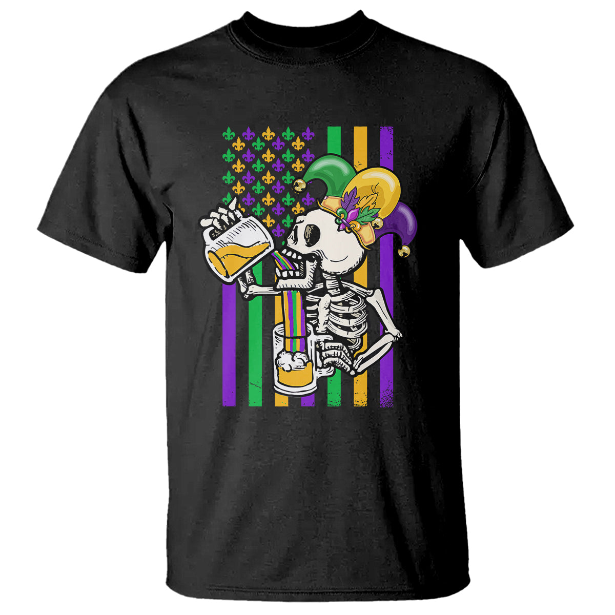 Mardi Gras Beer Lover American Flag Fat Tuesday Parade T Shirt - Wonder Print Shop