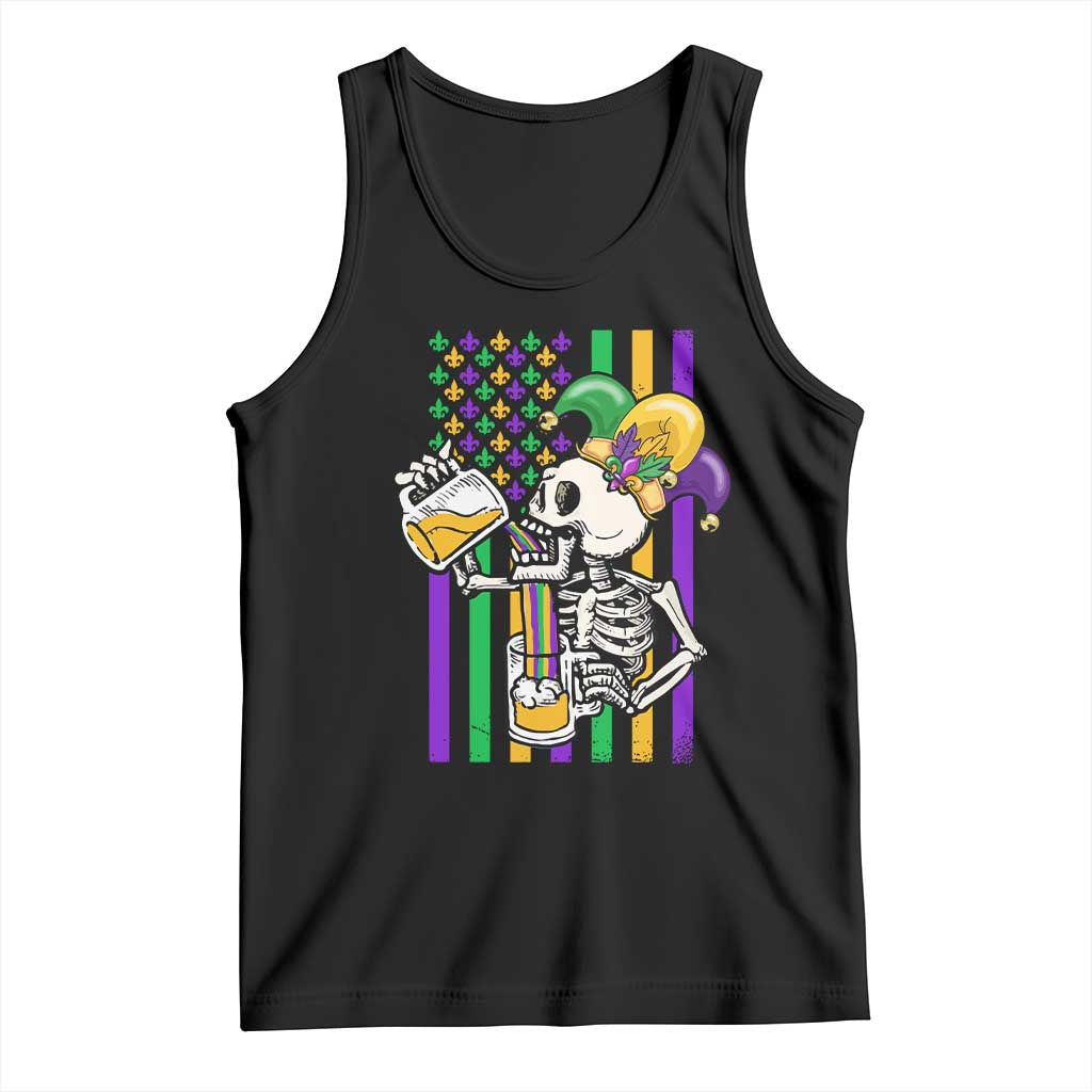 Mardi Gras Beer Lover American Flag Fat Tuesday Parade Tank Top