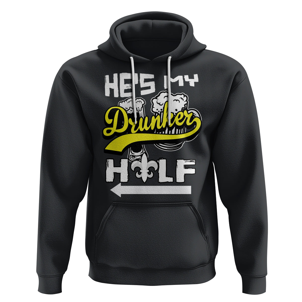 Mardi Gras Hoodie He's My Drunker Half Matching Couple - Wonder Print Shop