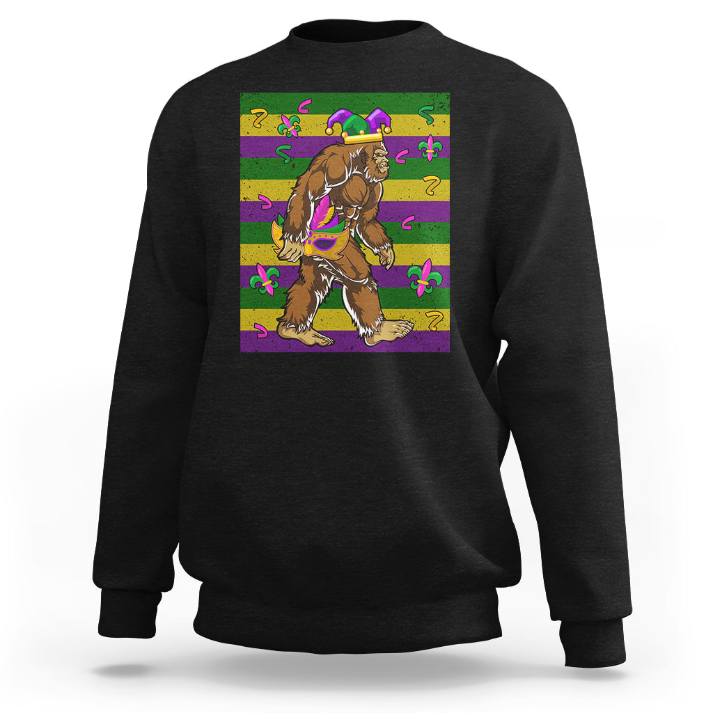 Mardi Gras Bigfoot Sasquatch Funny Fat Tuesday Parade Sweatshirt - Wonder Print Shop