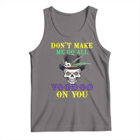 Dark gray skull tank top with green and purple voodoo graphic, sleeveless