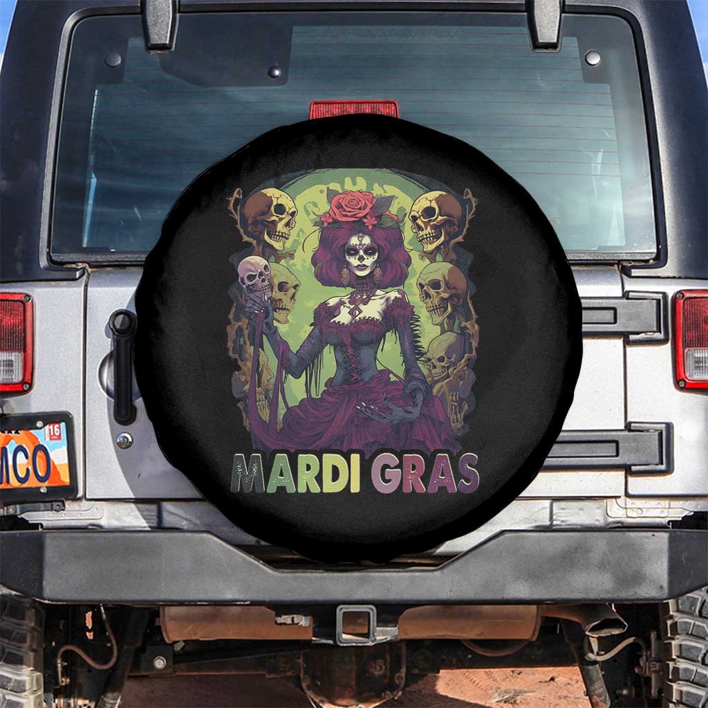 Mardi Gras Spare Tire Cover Voodoo Queen Skeleton Witch Creepy Skull