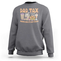 Halloween sweatshirt in charcoal with Dad Tax graphic, jack-o-lantern and drink cups