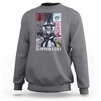 Halloween witch sweatshirt in charcoal gray with front witch graphic and text