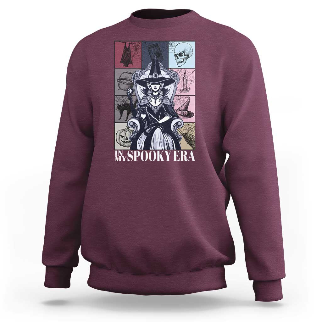 Halloween witch sweatshirt in maroon with front witch graphic and text