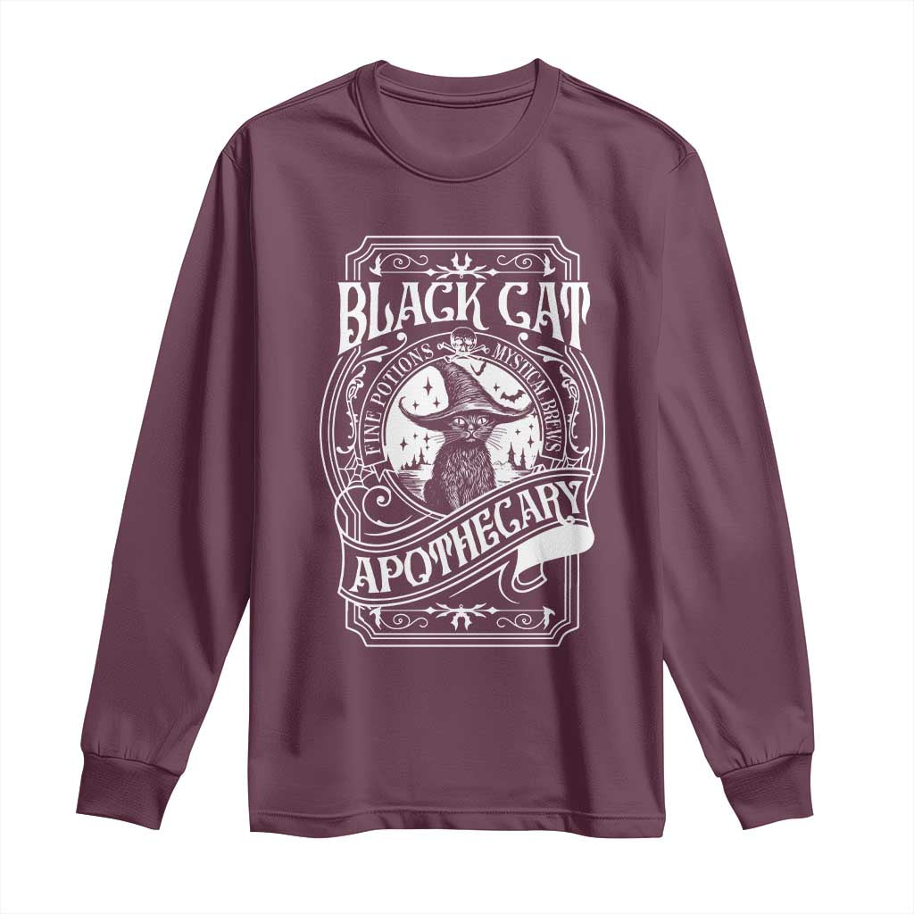 Black Cat Witch Long Sleeve Shirt Salem Apothecary Halloween