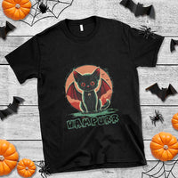 Black t-shirt with cartoon vampire cat graphic and VAMPURR text