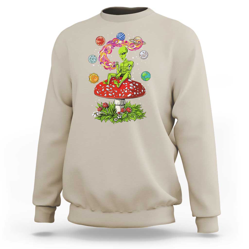 Outer Space Funny Alien Smoking Sweatshirt