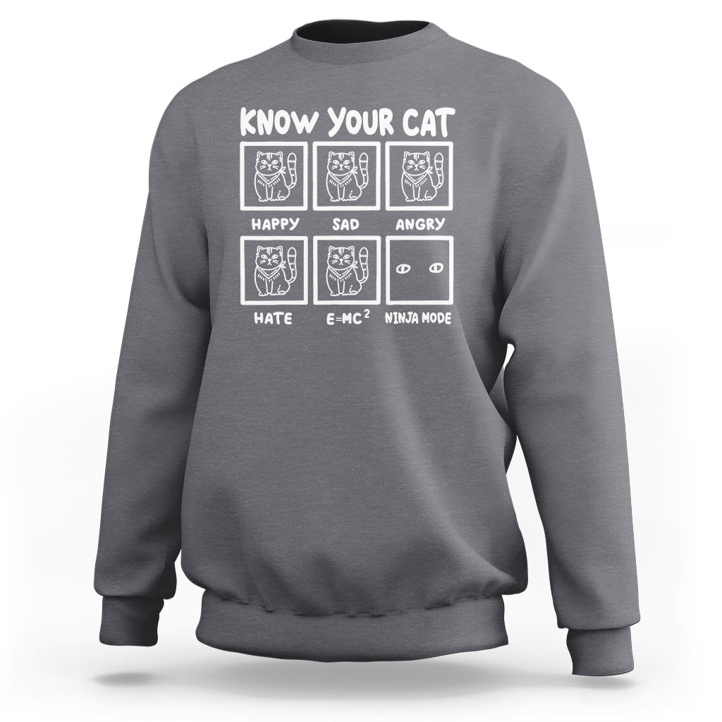 Cat graphic sweatshirt, charcoal, crewneck, long sleeves, back print