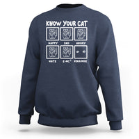 Cat graphic sweatshirt, navy, crewneck, long sleeves, back print