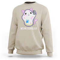 Sand science cat sweatshirt with MEOWCROBIOLOGY front graphic