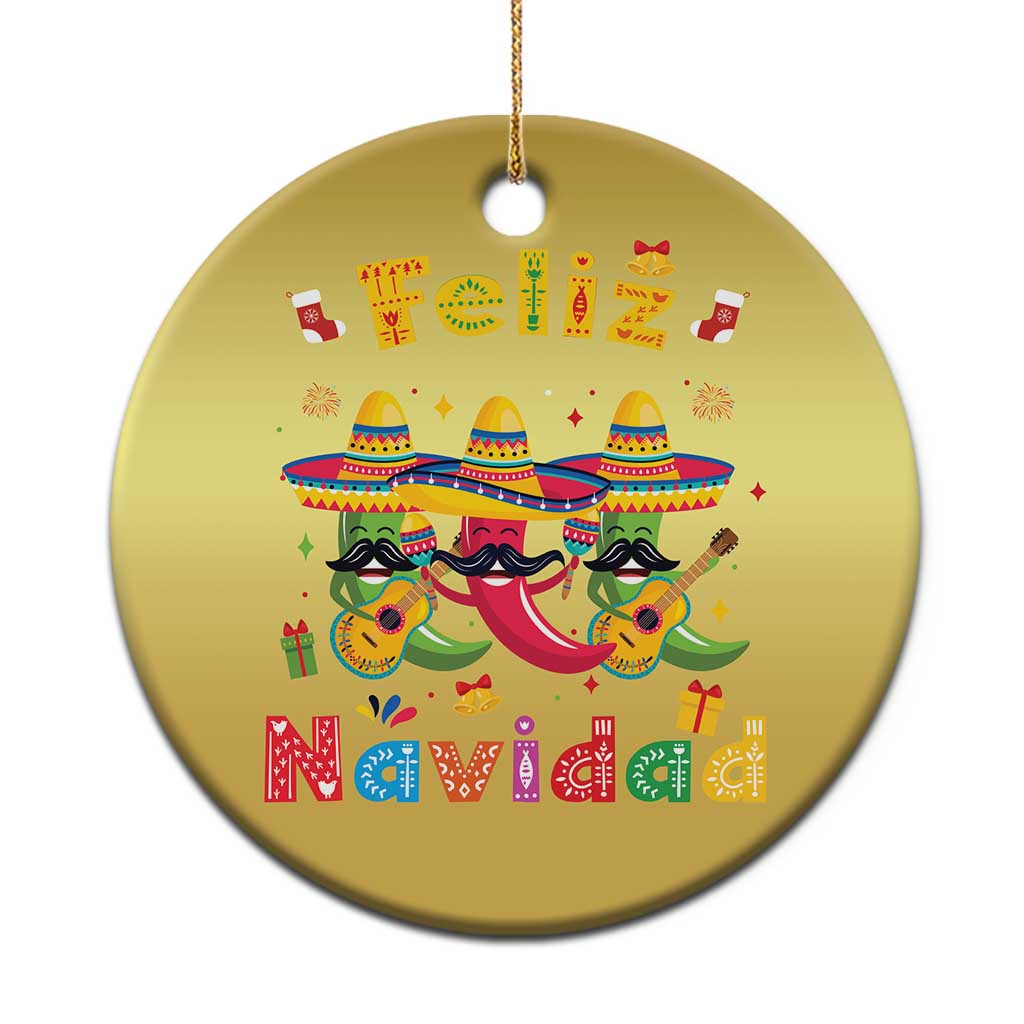 Mexico Xmas Christmas Ornament Feliz Navidad Mexican Fiesta Hot Pepper Guitar Party - Wonder Print Shop