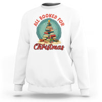 White Christmas sweatshirt with 'All Booked For Christmas' book tree graphic