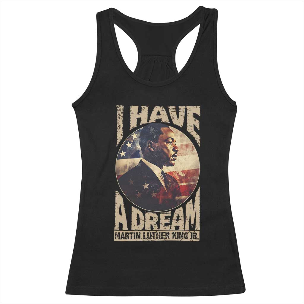 Martin Luther King Jr Racerback Tank Top I Have A Dream American Flag MLK Day Black History