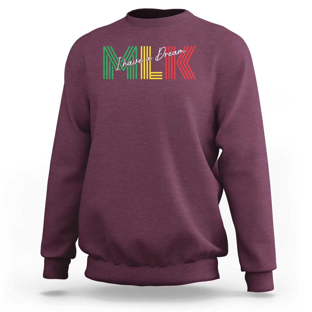 Crewneck sweatshirt in maroon with multicolor “I Have a Dream” front graphic