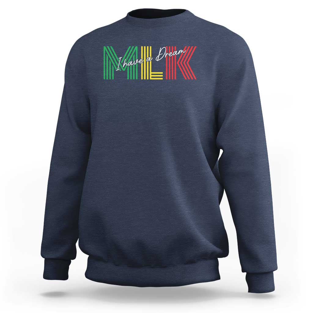 Crewneck sweatshirt in navy blue with multicolor “I Have a Dream” front graphic