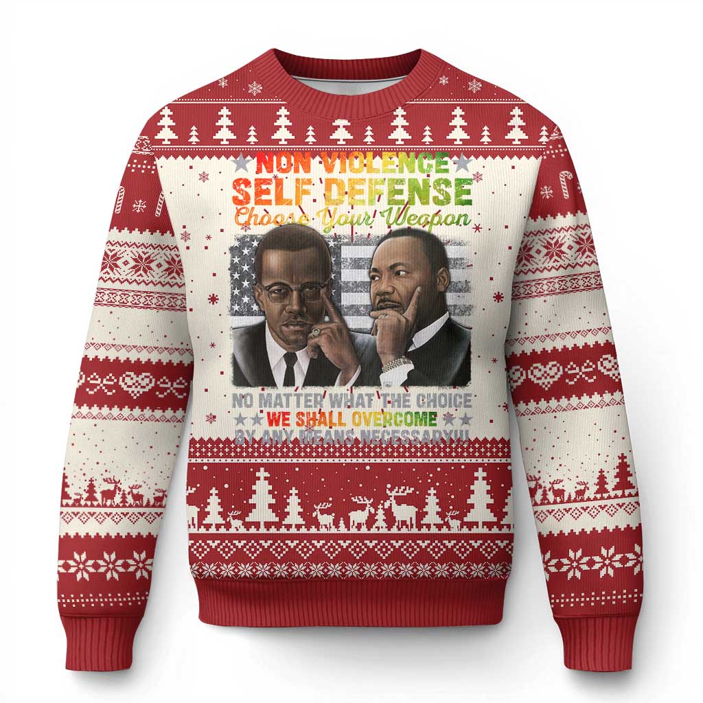 Martin Luther King Jr Malcolm X Ugly Christmas Sweater Choose Your Weapon No Matter What The Choice