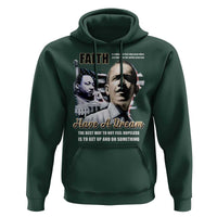 Men's dark forest green hoodie with front portrait graphic and “Have a Dream” text