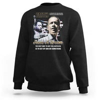 Black crewneck sweatshirt with MLK 'Faith' graphic and 'Have a Dream' text
