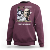 Maroon crewneck sweatshirt with MLK 'Faith' graphic and 'Have a Dream' text