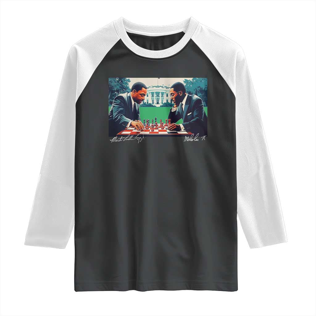 Martin Luther King Jr Malcolm X Raglan Shirt Playing Chess White House Black History