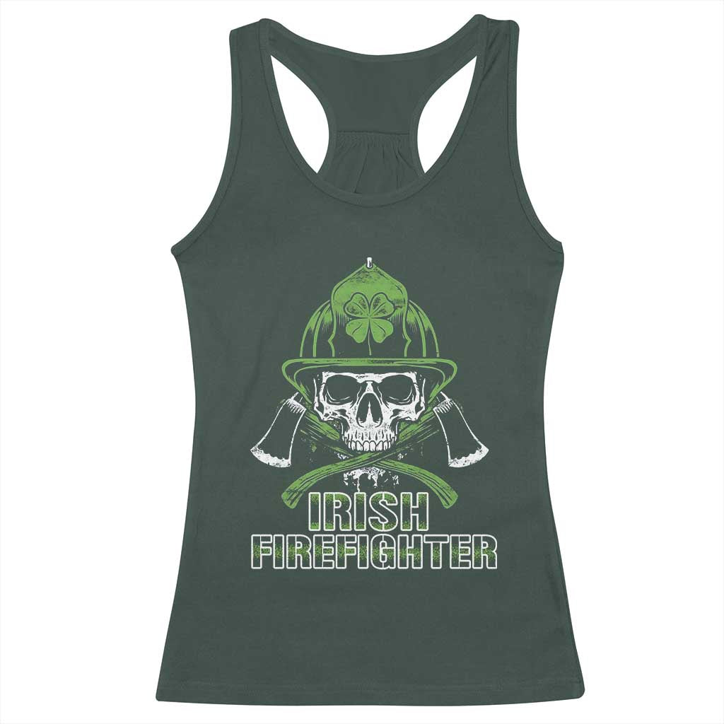 Irish Firefighter Racerback Tank Top Shamrock Skull Man Of Fire