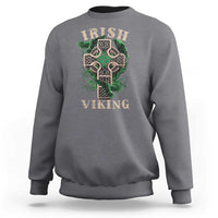 Irish Viking Sweatshirt Celtic Cross Odin's Raven