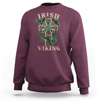 Irish Viking Sweatshirt Celtic Cross Odin's Raven