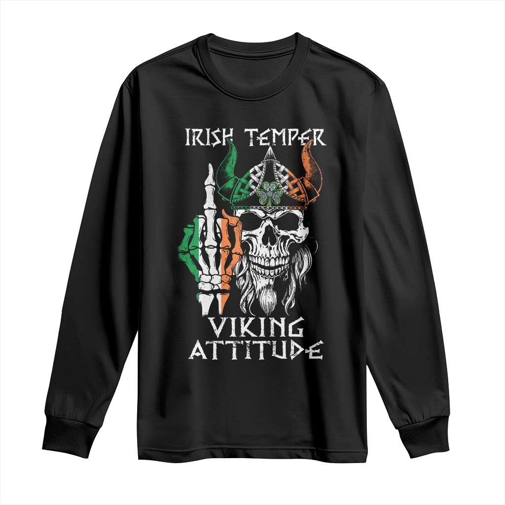 Black long-sleeve crewneck shirt with Viking skull graphic on front