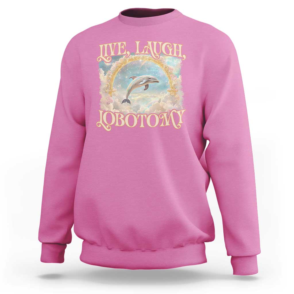 Funny Dolphin Meme Sweatshirt Live Laugh Lobotomy