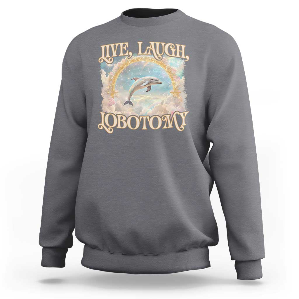 Funny Dolphin Meme Sweatshirt Live Laugh Lobotomy