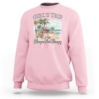 Girls' graphic sweatshirt, light pink, palm-beach front print with "Girls' Trip" and "2024".