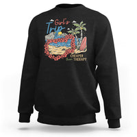 Black girls' trip sweatshirt with colorful beach graphic on the front