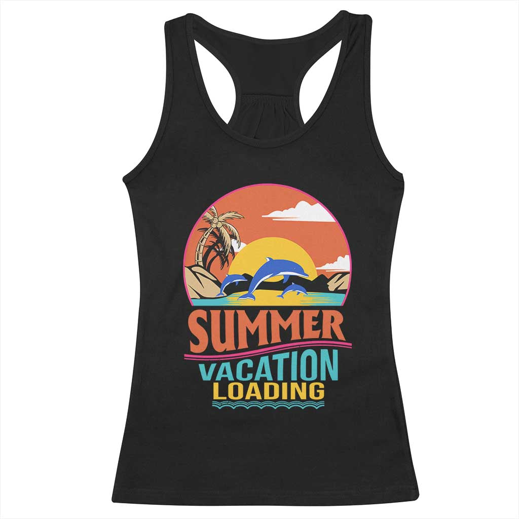 Summer Vacation Loading Retro Beach Sunset Racerback Tank Top