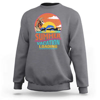 Charcoal gray crewneck sweatshirt with Summer Vacation Loading beach graphic