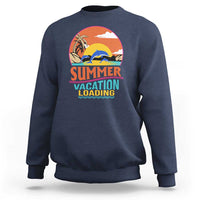 Navy crewneck sweatshirt with Summer Vacation Loading beach graphic