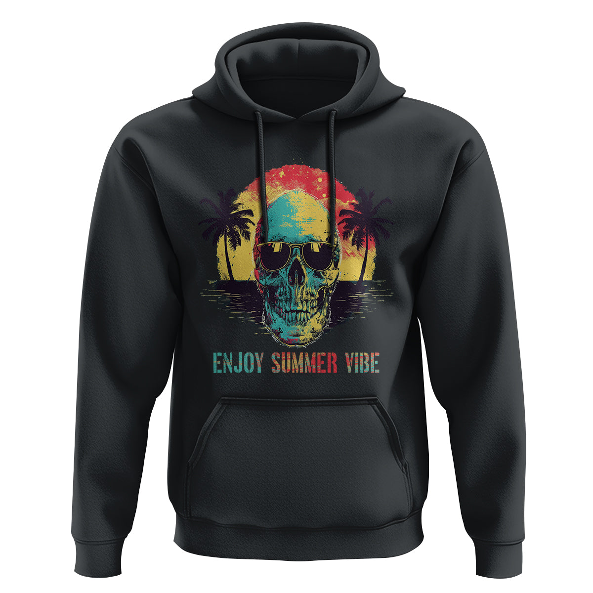 Enjoy Summer Vibe Cool Skull Aesthetic Beach Lover Hoodie - Wonder Print Shop