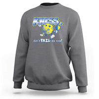 Charcoal gray crewneck sweatshirt with pickleball pickle graphic and text “don’t FAIL me now!”