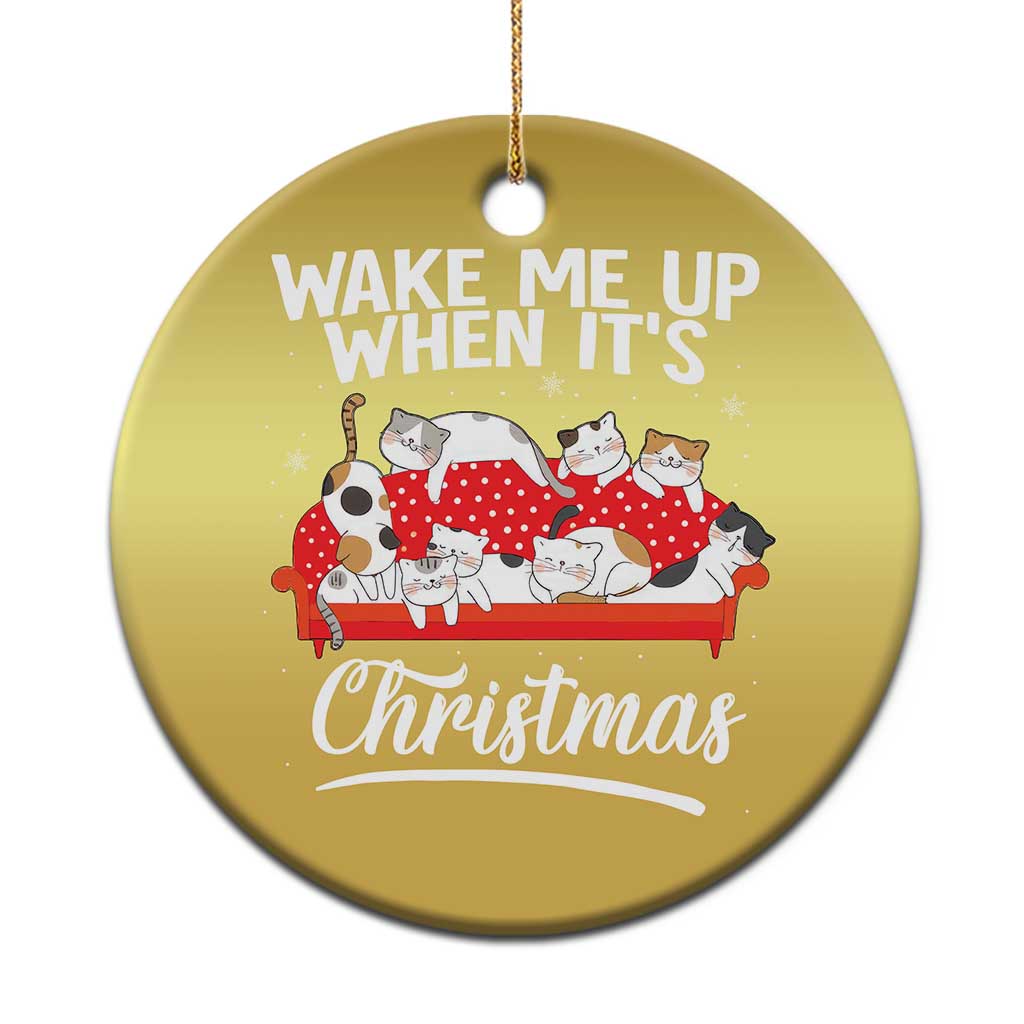 Cute Cat Wake Me Up When It's Christmas Chillin' Christmas Ornament - Wonder Print Shop