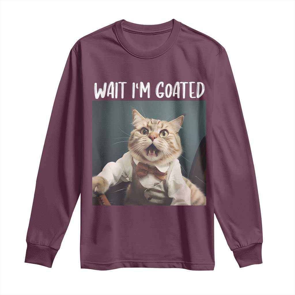 Funny Meme Cat Long Sleeve Shirt Wait I'm Goat