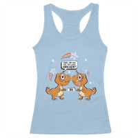 Funny Dinosaur Eat The Last Unicorn Racerback Tank Top