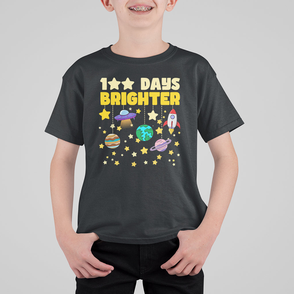 100th Day Of School T Shirt For Kid 100 Days Brighter Stars Rocket Outer Space - Wonder Print Shop