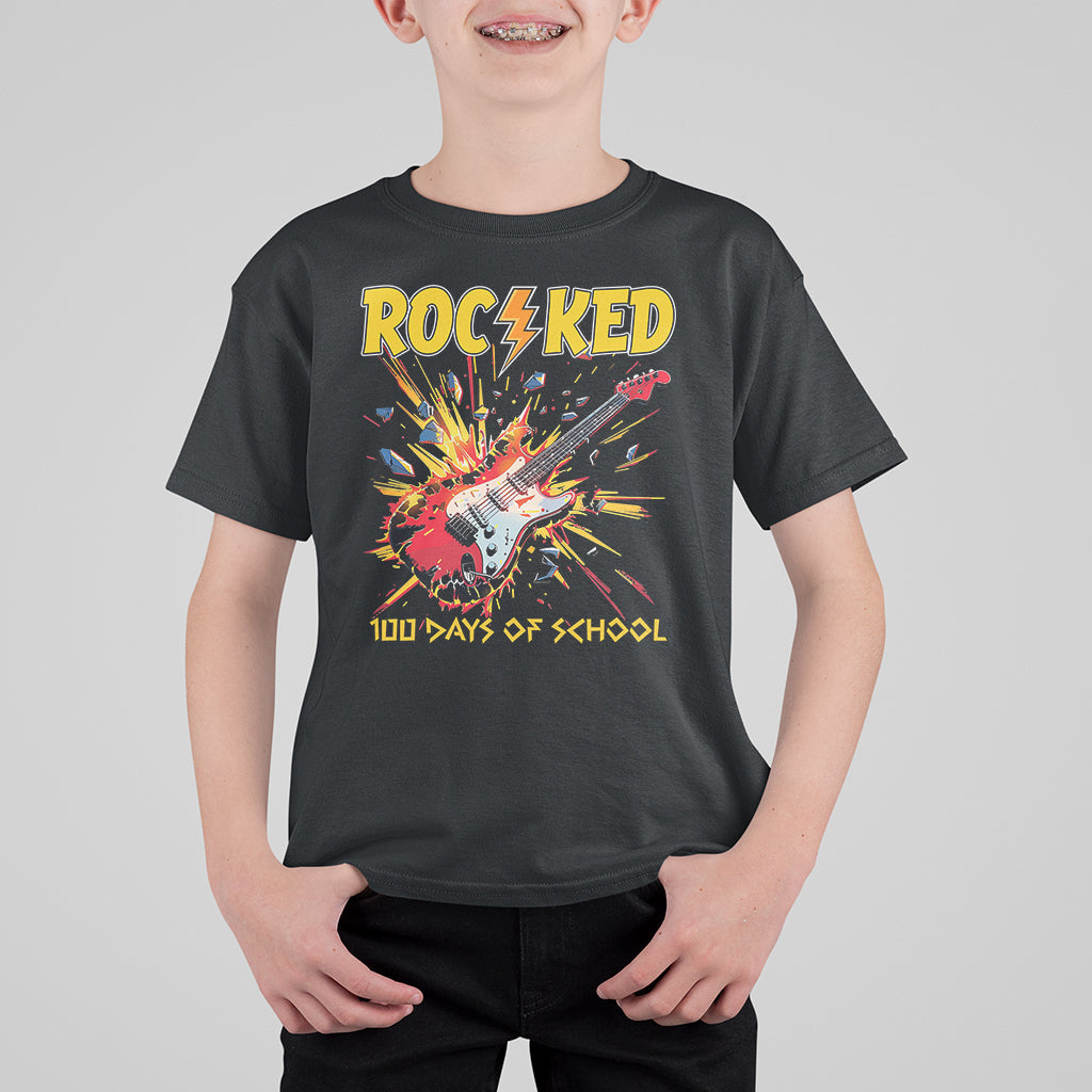 100th Day Of School T Shirt For Kid I Rocked 100 Days Funny Rock Lover Guitar - Wonder Print Shop