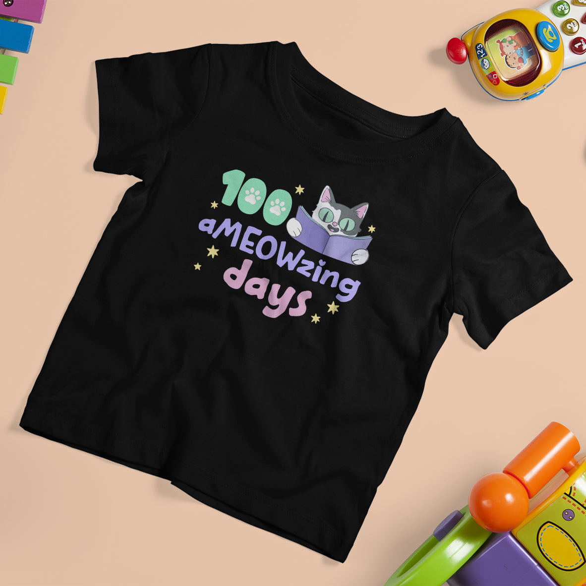 100th Day Of School T Shirt For Kid 100 Ameowzing Days Cute Cat Reading Book - Wonder Print Shop